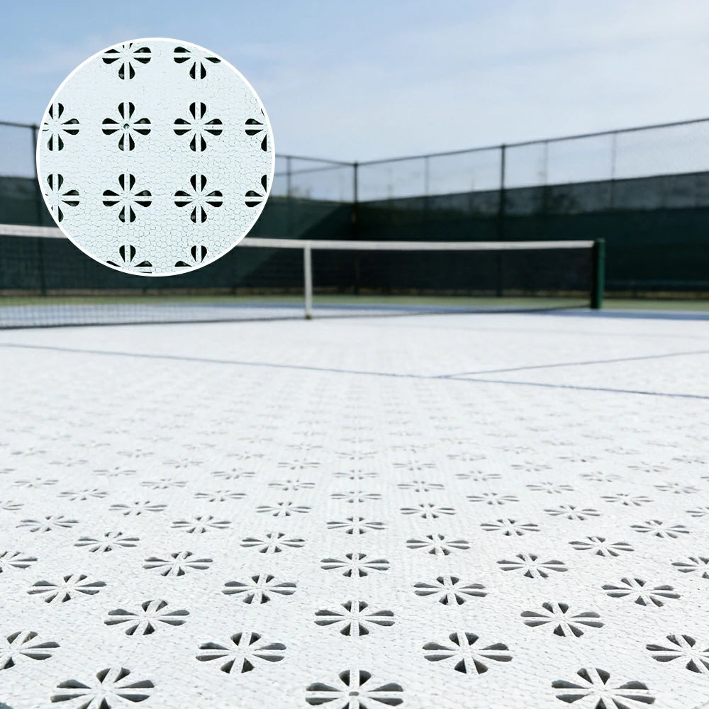 DUNK MASTER Interlocking Sports Court Tiles Anti-Slip Cushioning Drainage Flooring 10/20/30sqm Basketball Court Playground - White
