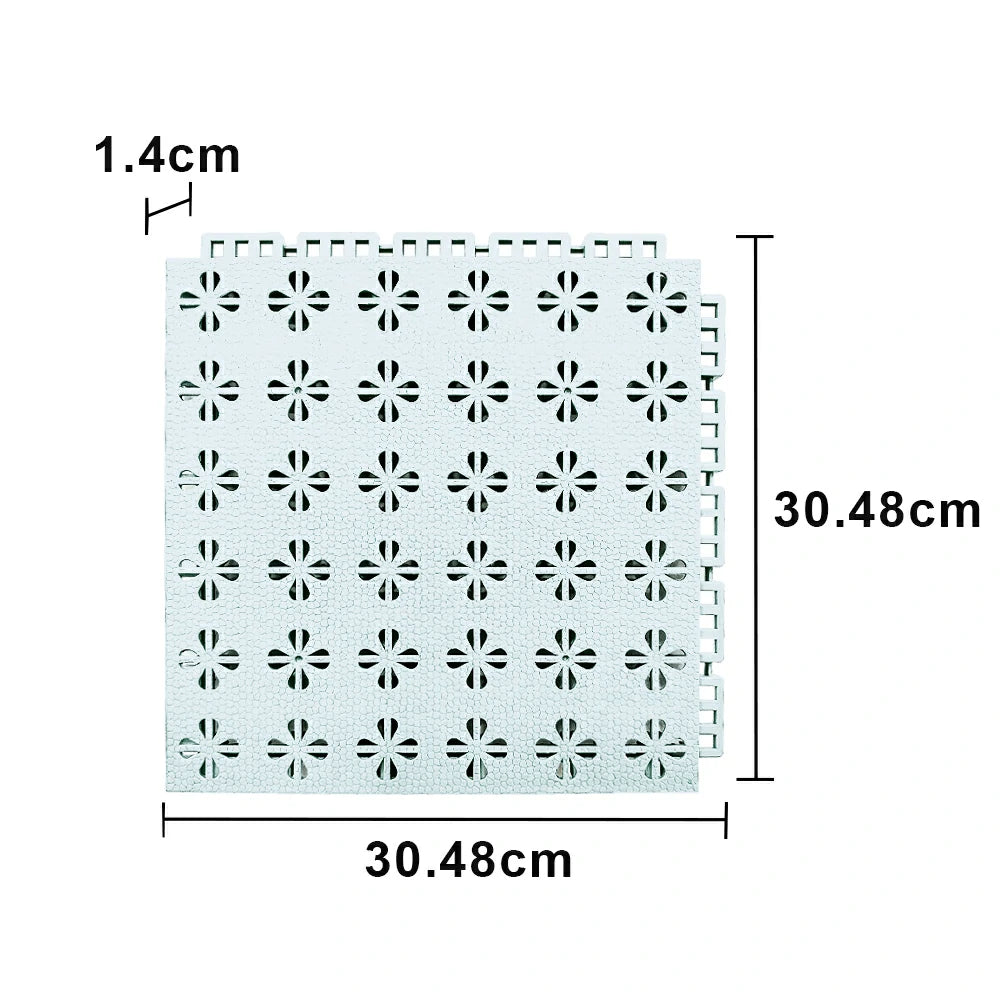 DUNK MASTER Interlocking Sports Court Tiles Anti-Slip Cushioning Drainage Flooring 10/20/30sqm Basketball Court Playground - White