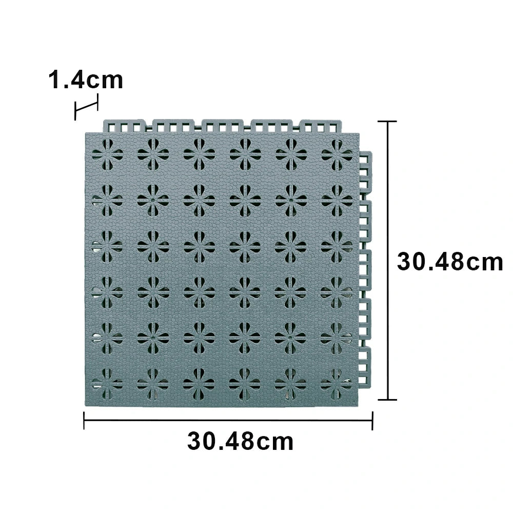 DUNK MASTER Interlocking Sports Court Tiles Anti-Slip Cushioning Drainage Flooring 10/20/30sqm Basketball Court Playground - Light Grey