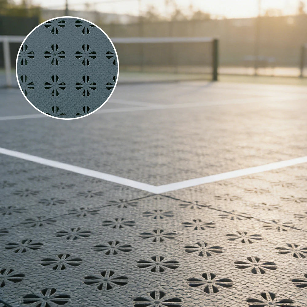 DUNK MASTER Interlocking Sports Court Tiles Anti-Slip Cushioning Drainage Flooring 10/20/30sqm Basketball Court Playground - Dark Grey