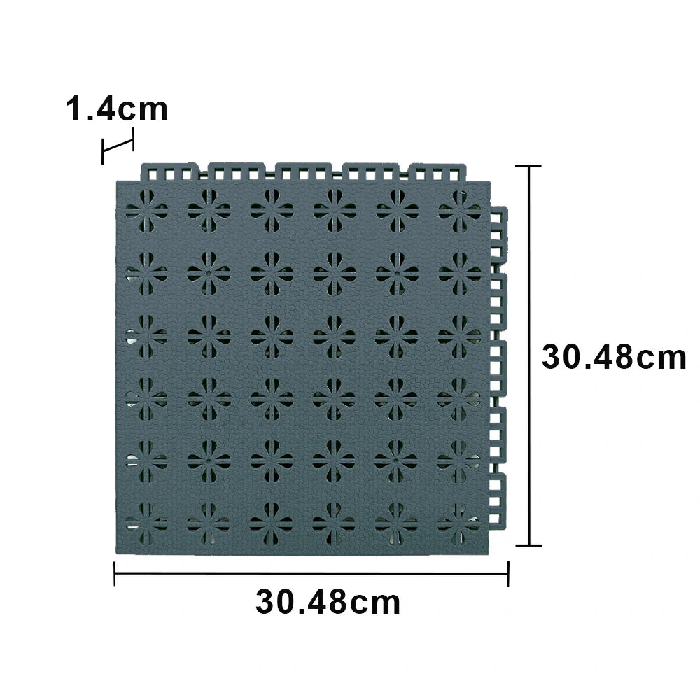 DUNK MASTER Interlocking Sports Court Tiles Anti-Slip Cushioning Drainage Flooring 10/20/30sqm Basketball Court Playground - Dark Grey