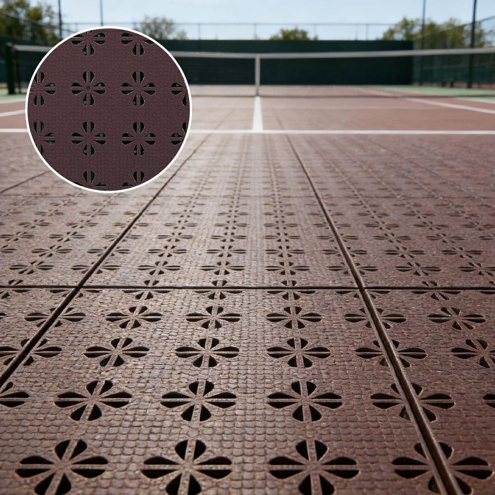 DUNK MASTER Interlocking Sports Court Tiles Anti-Slip Cushioning Drainage Flooring 10/20/30sqm Basketball Court Playground - Coffee