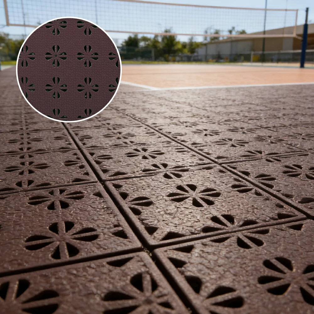 DUNK MASTER Interlocking Sports Court Tiles Anti-Slip Cushioning Drainage Flooring 10/20/30sqm Basketball Court Playground - Coffee