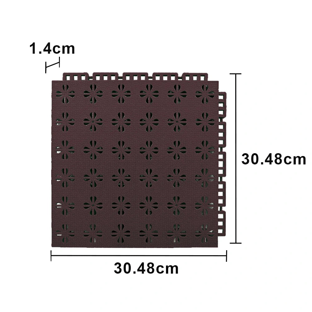 DUNK MASTER Interlocking Sports Court Tiles Anti-Slip Cushioning Drainage Flooring 10/20/30sqm Basketball Court Playground - Coffee