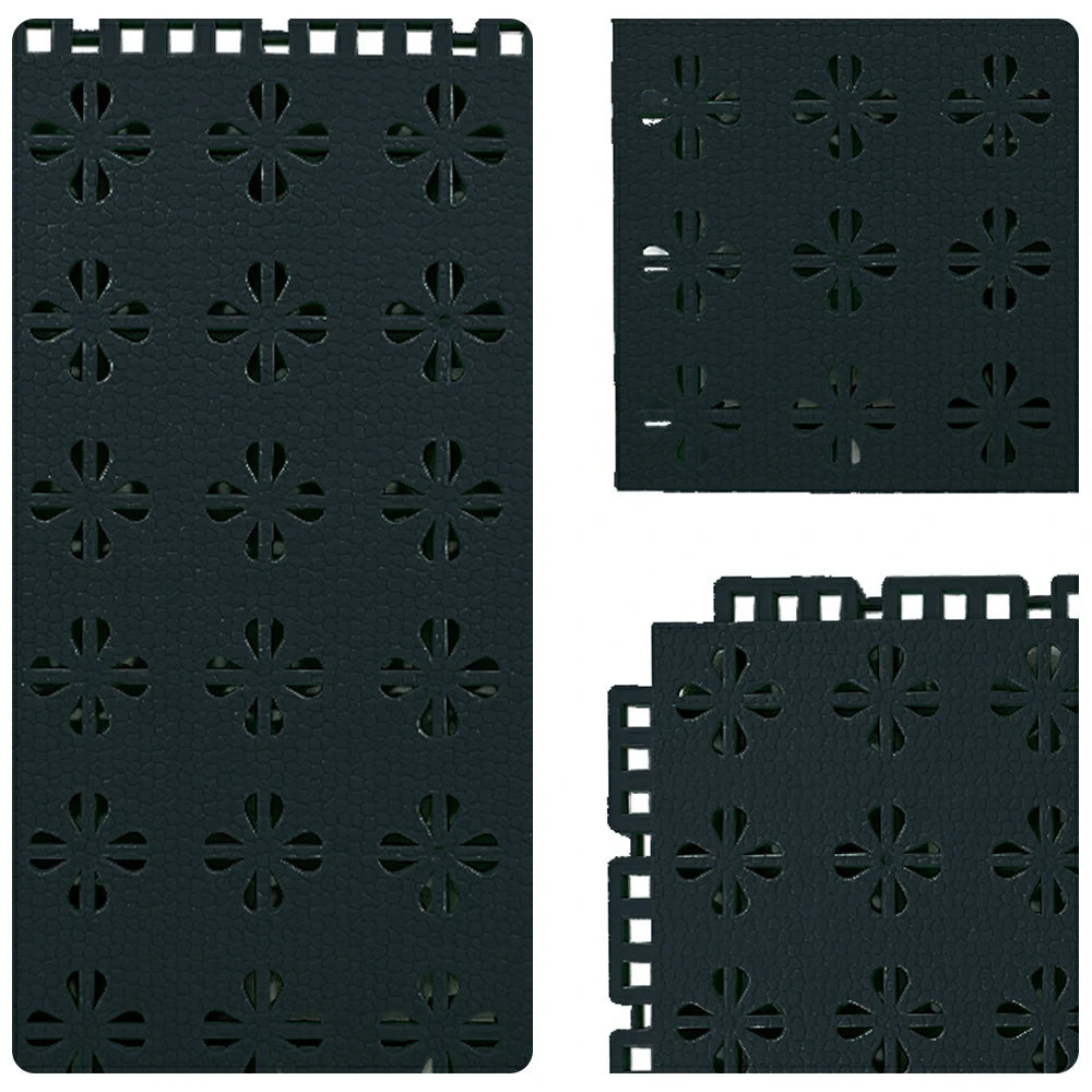 DUNK MASTER Interlocking Sports Court Tiles Anti-Slip Cushioning Drainage Flooring 10/20/30sqm Basketball Court Playground - Black