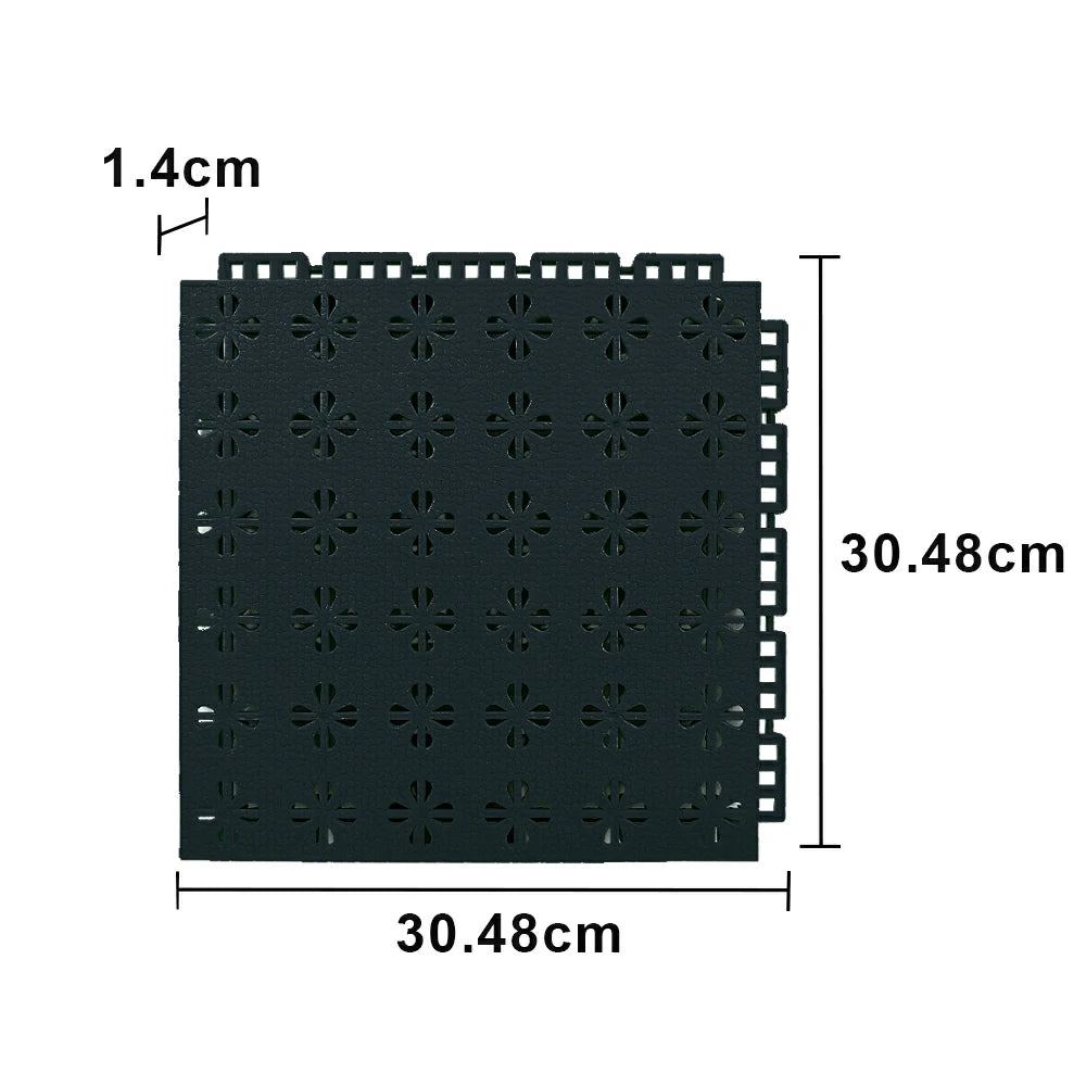 DUNK MASTER Interlocking Sports Court Tiles Anti-Slip Cushioning Drainage Flooring 10/20/30sqm Basketball Court Playground - Black