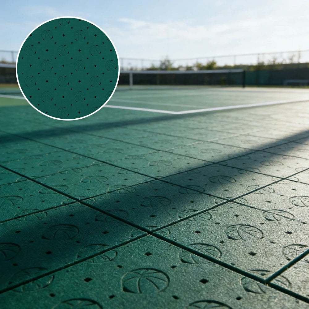 DUNK MASTER Outdoor Sports Flooring Tiles Interlocking Anti-Slip Court Floor 30.48cm Modular Tiles 10/20/30sqm Basketball Court Playground - Dark Green