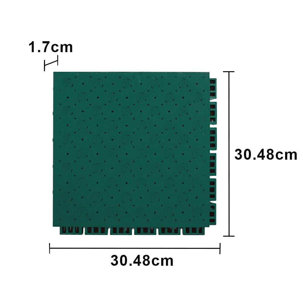 DUNK MASTER Outdoor Sports Flooring Tiles Interlocking Anti-Slip Court Floor 30.48cm Modular Tiles 10/20/30sqm Basketball Court Playground - Dark Green