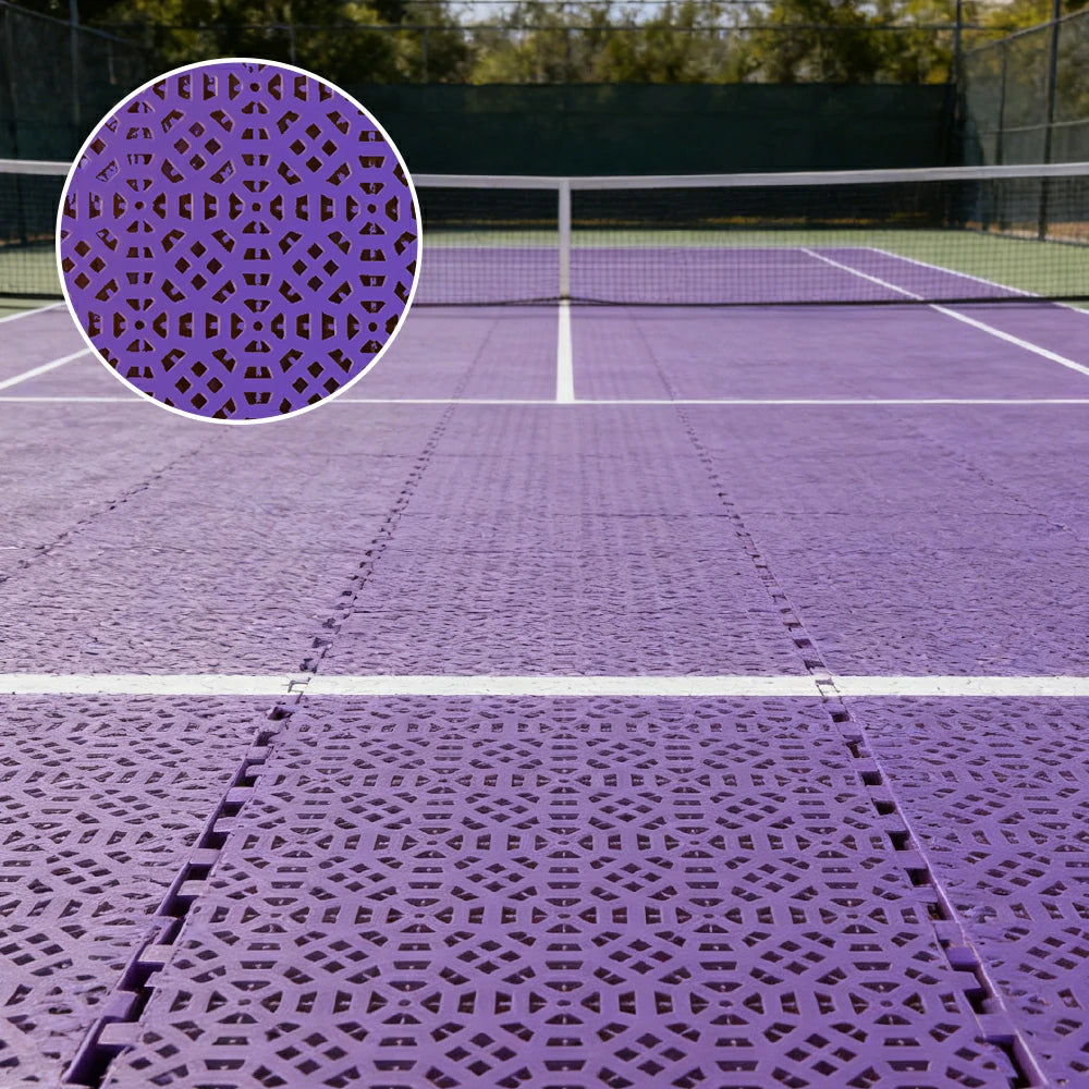 DUNK MASTER Interlocking Sports Floor Tiles - Anti-Slip Grid Pattern Court Flooring 25cm Modular Tiles for Basketball Courts 10/20/30 Square Meters - Purple