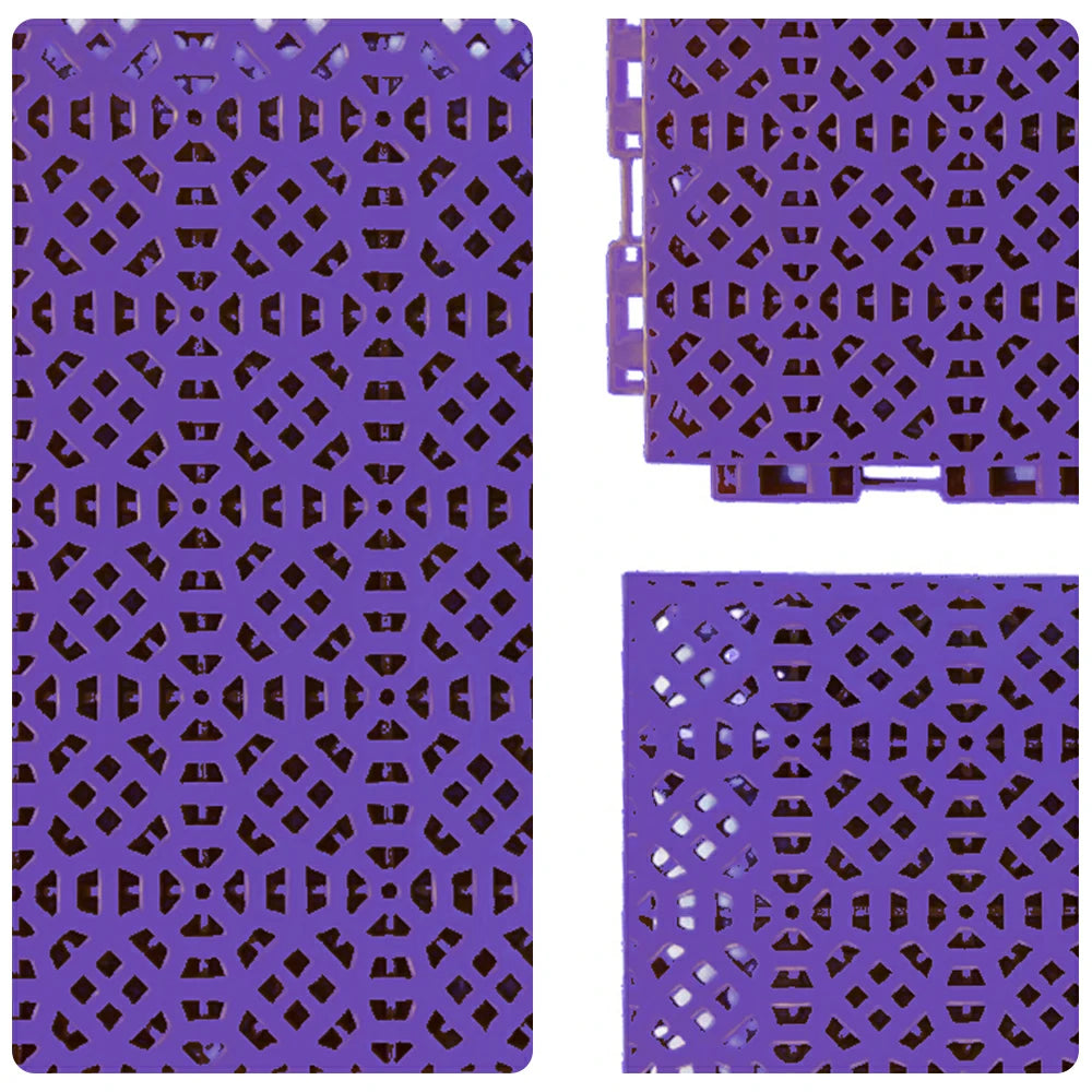 DUNK MASTER Interlocking Sports Floor Tiles - Anti-Slip Grid Pattern Court Flooring 25cm Modular Tiles for Basketball Courts 10/20/30 Square Meters - Purple