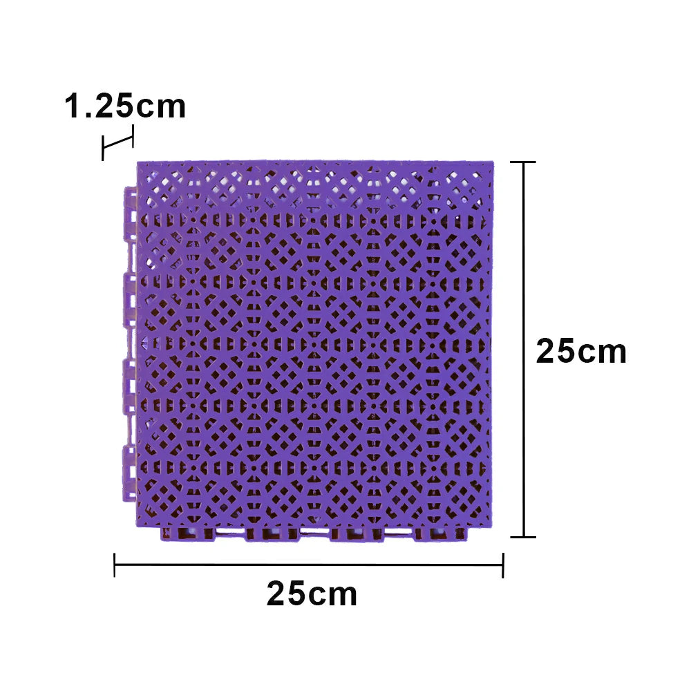 DUNK MASTER Interlocking Sports Floor Tiles - Anti-Slip Grid Pattern Court Flooring 25cm Modular Tiles for Basketball Courts 10/20/30 Square Meters - Purple
