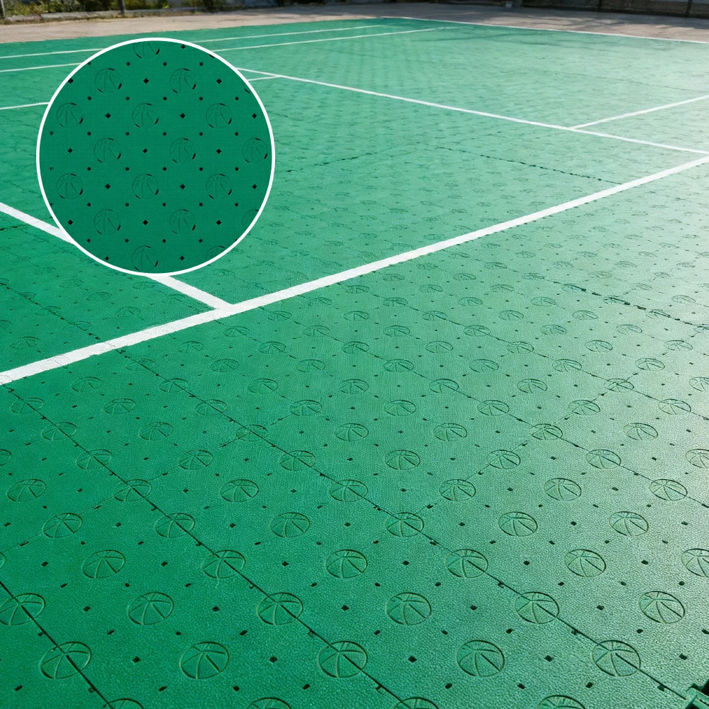 DUNK MASTER Outdoor Sports Flooring Tiles Interlocking Anti-Slip Court Floor 30.48cm Modular Tiles 10/20/30sqm Basketball Court Playground - Grass Green