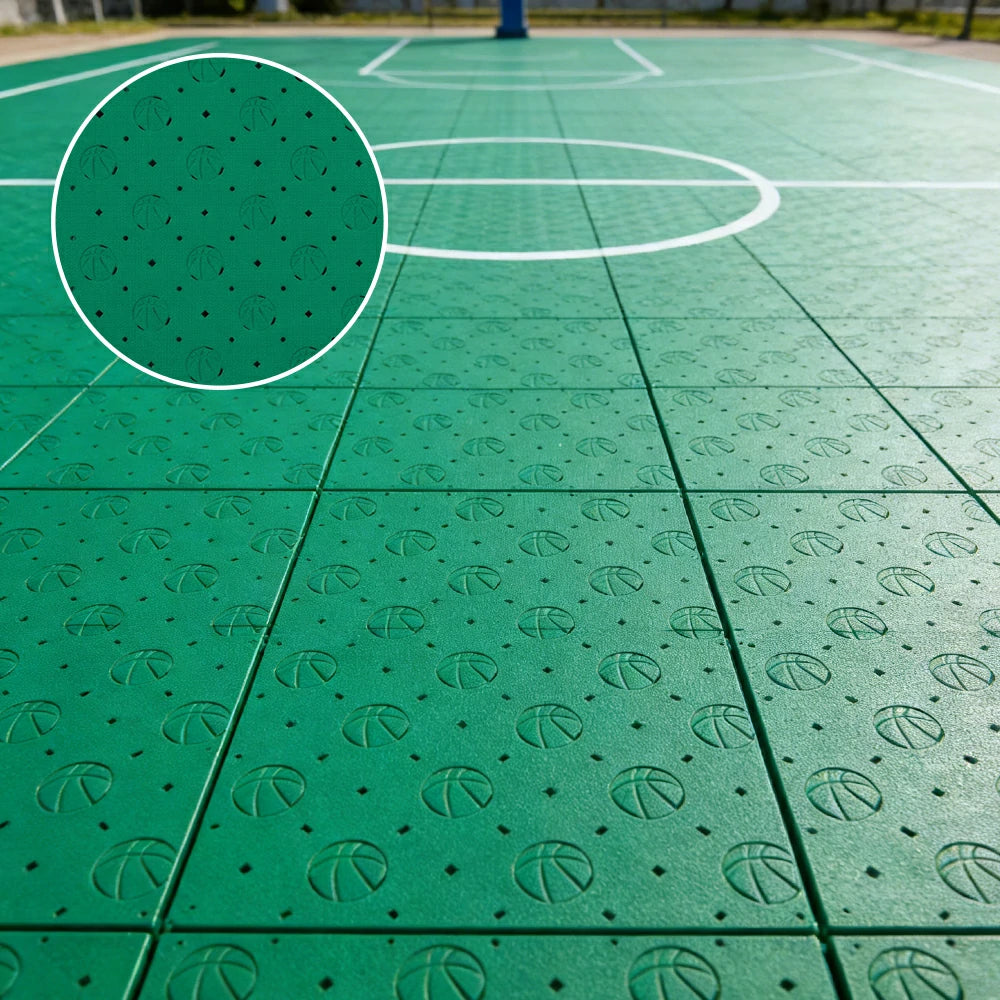 DUNK MASTER Outdoor Sports Flooring Tiles Interlocking Anti-Slip Court Floor 30.48cm Modular Tiles 10/20/30sqm Basketball Court Playground - Grass Green