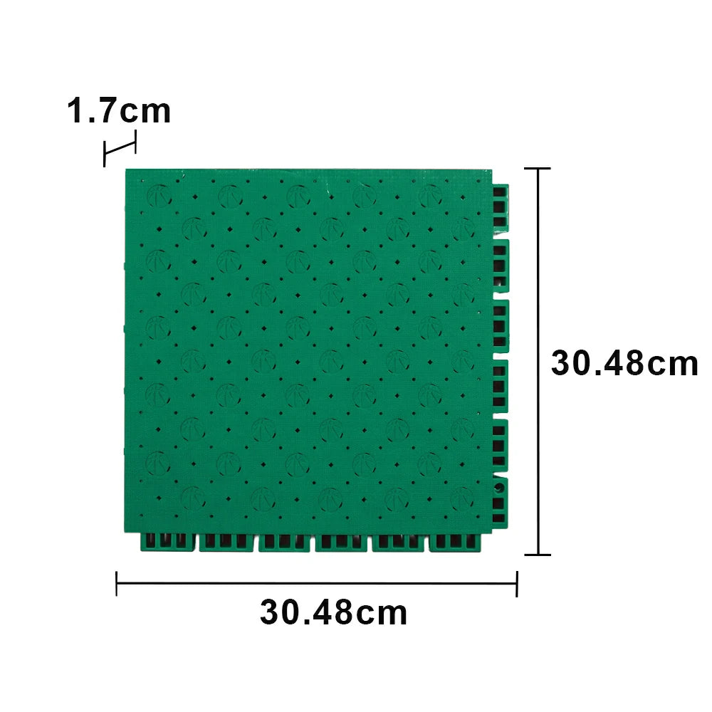 DUNK MASTER Outdoor Sports Flooring Tiles Interlocking Anti-Slip Court Floor 30.48cm Modular Tiles 10/20/30sqm Basketball Court Playground - Grass Green