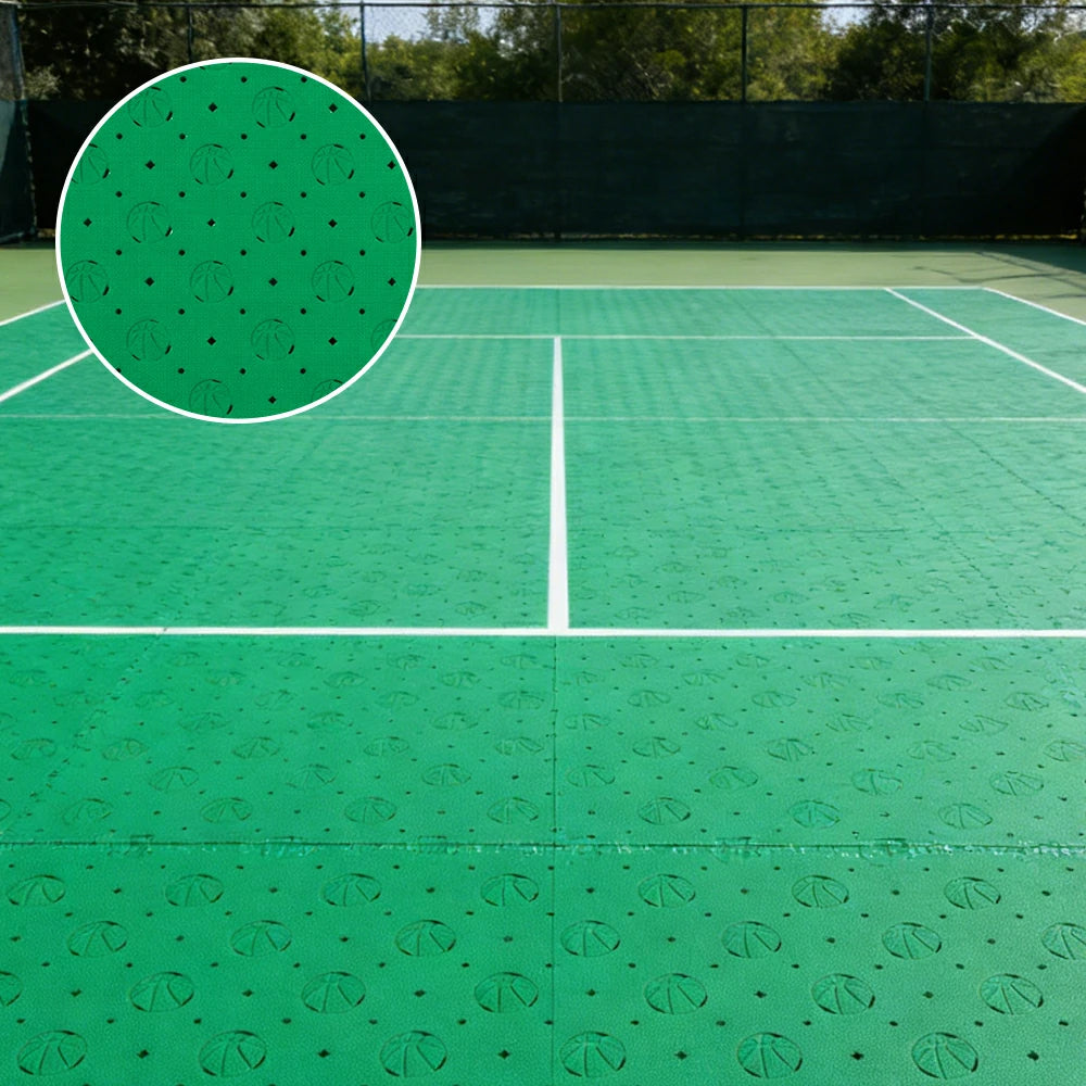 DUNK MASTER Outdoor Sports Flooring Tiles Interlocking Anti-Slip Court Floor 30.48cm Modular Tiles 10/20/30sqm Basketball Court Playground - Emerald Green