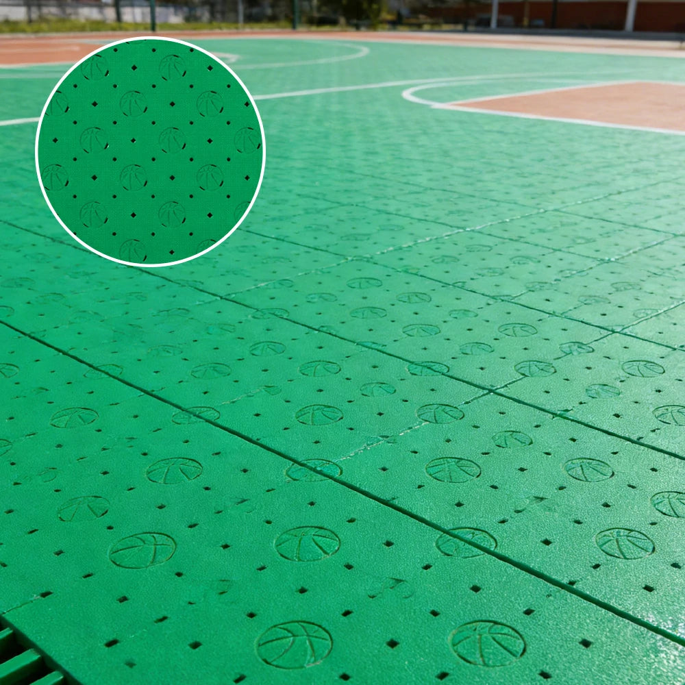DUNK MASTER Outdoor Sports Flooring Tiles Interlocking Anti-Slip Court Floor 30.48cm Modular Tiles 10/20/30sqm Basketball Court Playground - Emerald Green