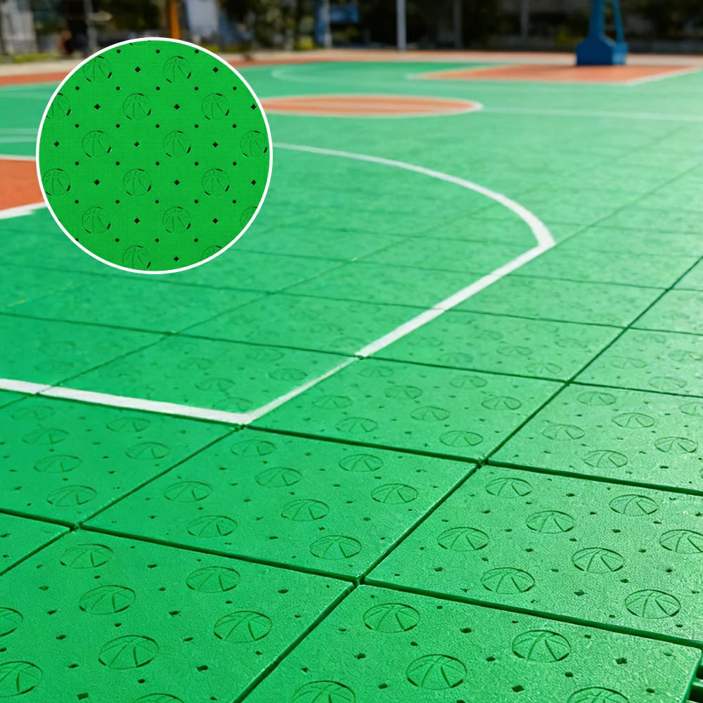 DUNK MASTER Outdoor Sports Flooring Tiles Interlocking Anti-Slip Court Floor 30.48cm Modular Tiles 10/20/30sqm Basketball Court Playground - Apple Green