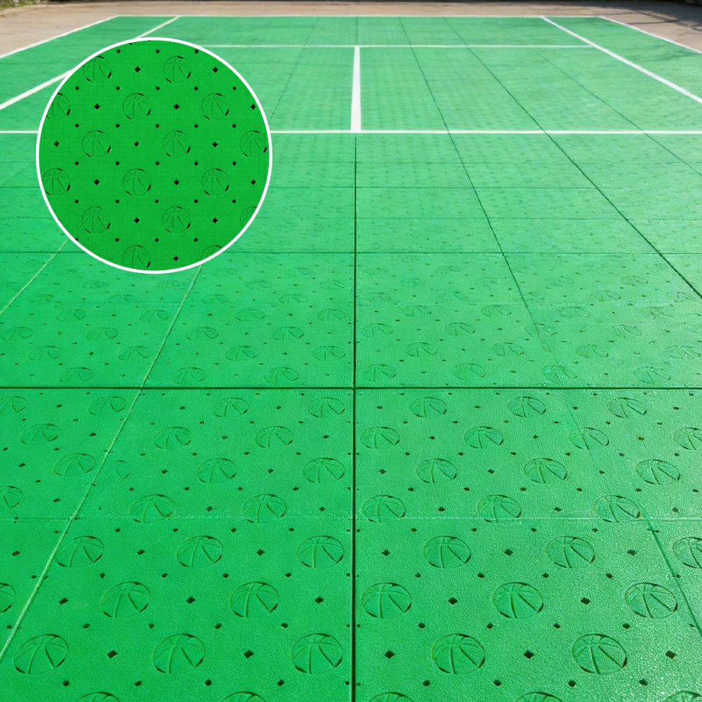 DUNK MASTER Outdoor Sports Flooring Tiles Interlocking Anti-Slip Court Floor 30.48cm Modular Tiles 10/20/30sqm Basketball Court Playground - Apple Green