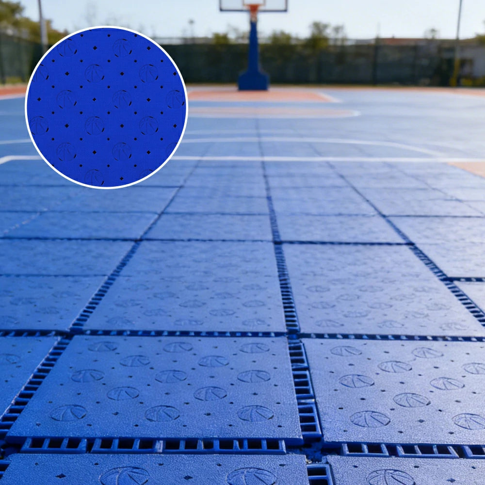 DUNK MASTER Outdoor Sports Flooring Tiles Interlocking Anti-Slip Court Floor 30.48cm Modular Tiles 10/20/30sqm Basketball Court Playground - Royal Blue