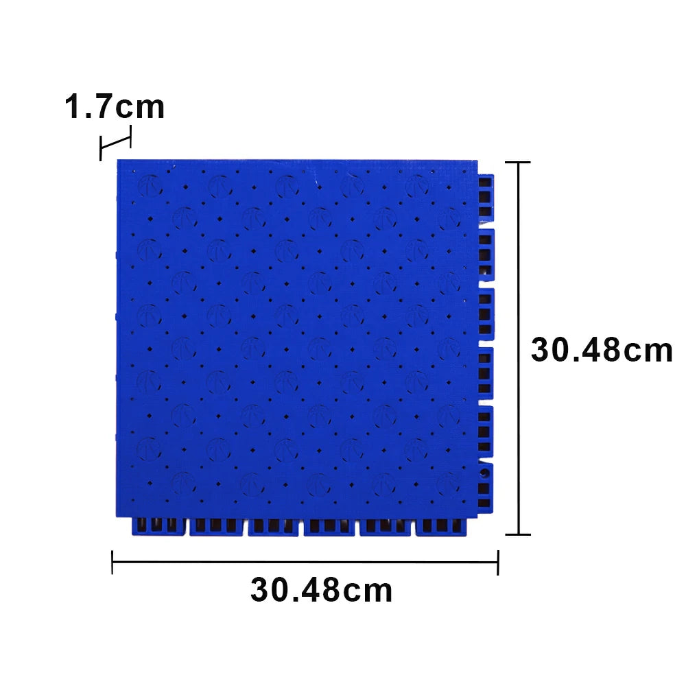 DUNK MASTER Outdoor Sports Flooring Tiles Interlocking Anti-Slip Court Floor 30.48cm Modular Tiles 10/20/30sqm Basketball Court Playground - Royal Blue