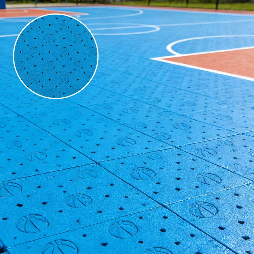 DUNK MASTER Outdoor Sports Flooring Tiles Interlocking Anti-Slip Court Floor 30.48cm Modular Tiles 10/20/30sqm Basketball Court Playground - Blue