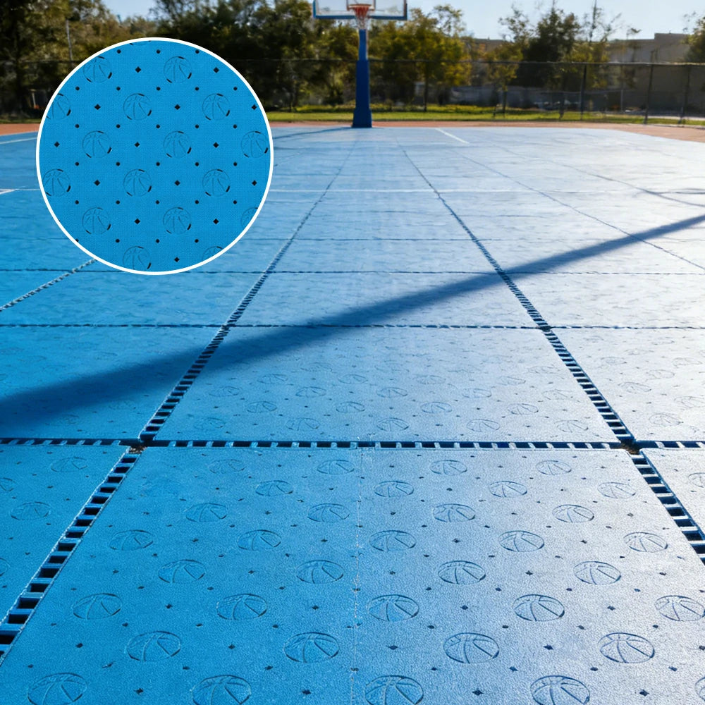 DUNK MASTER Outdoor Sports Flooring Tiles Interlocking Anti-Slip Court Floor 30.48cm Modular Tiles 10/20/30sqm Basketball Court Playground - Blue