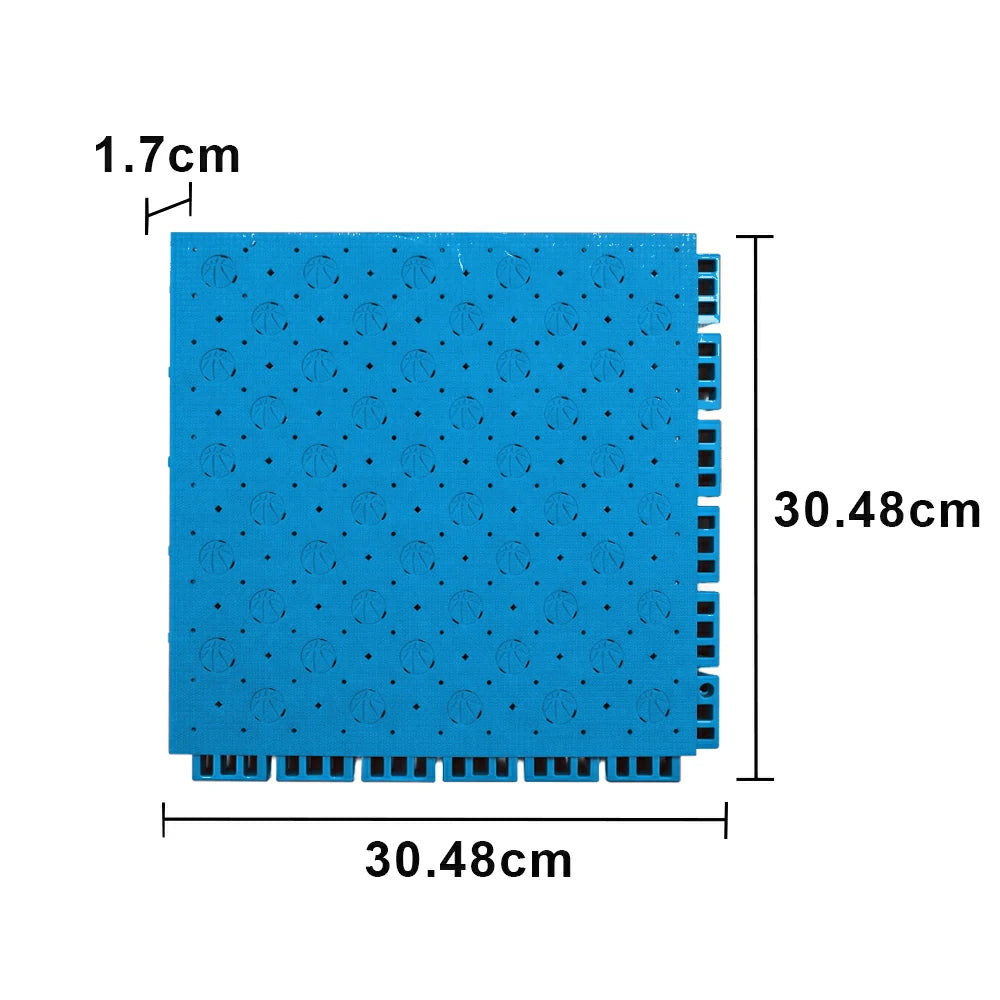 DUNK MASTER Outdoor Sports Flooring Tiles Interlocking Anti-Slip Court Floor 30.48cm Modular Tiles 10/20/30sqm Basketball Court Playground - Blue