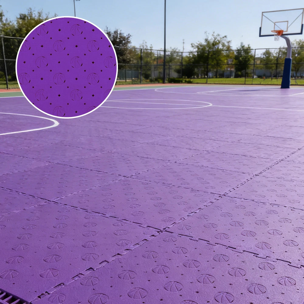 DUNK MASTER Outdoor Sports Flooring Tiles Interlocking Anti-Slip Court Floor 30.48cm Modular Tiles 10/20/30sqm Basketball Court Playground - Purple