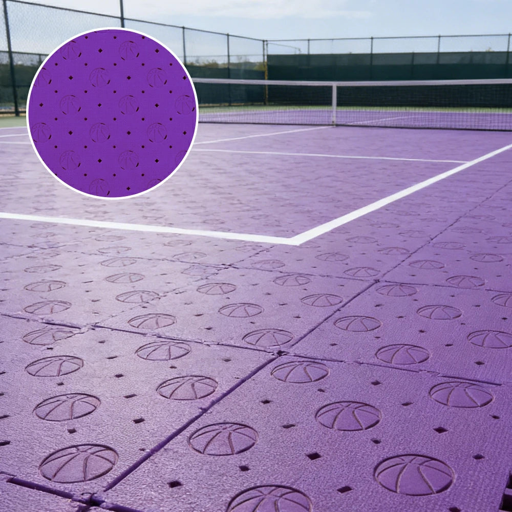 DUNK MASTER Outdoor Sports Flooring Tiles Interlocking Anti-Slip Court Floor 30.48cm Modular Tiles 10/20/30sqm Basketball Court Playground - Purple