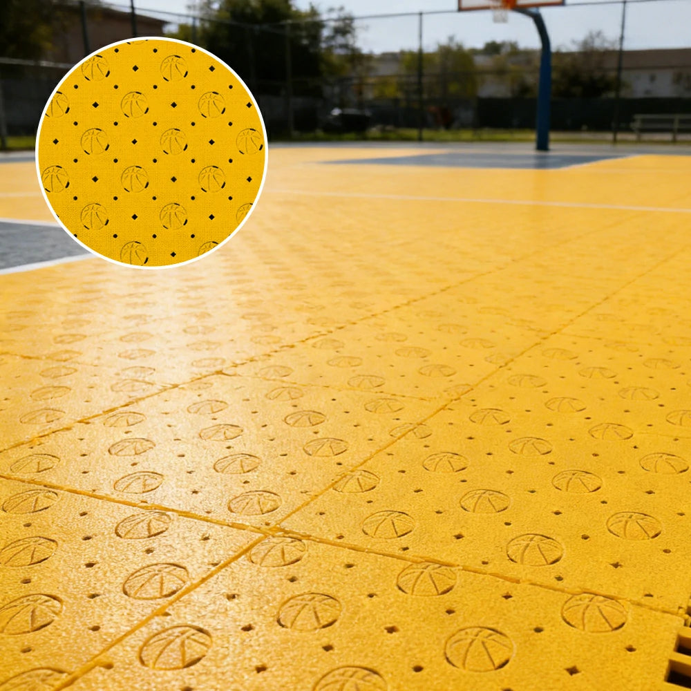 DUNK MASTER Outdoor Sports Flooring Tiles Interlocking Anti-Slip Court Floor 30.48cm Modular Tiles 10/20/30sqm Basketball Court Playground - Yellow