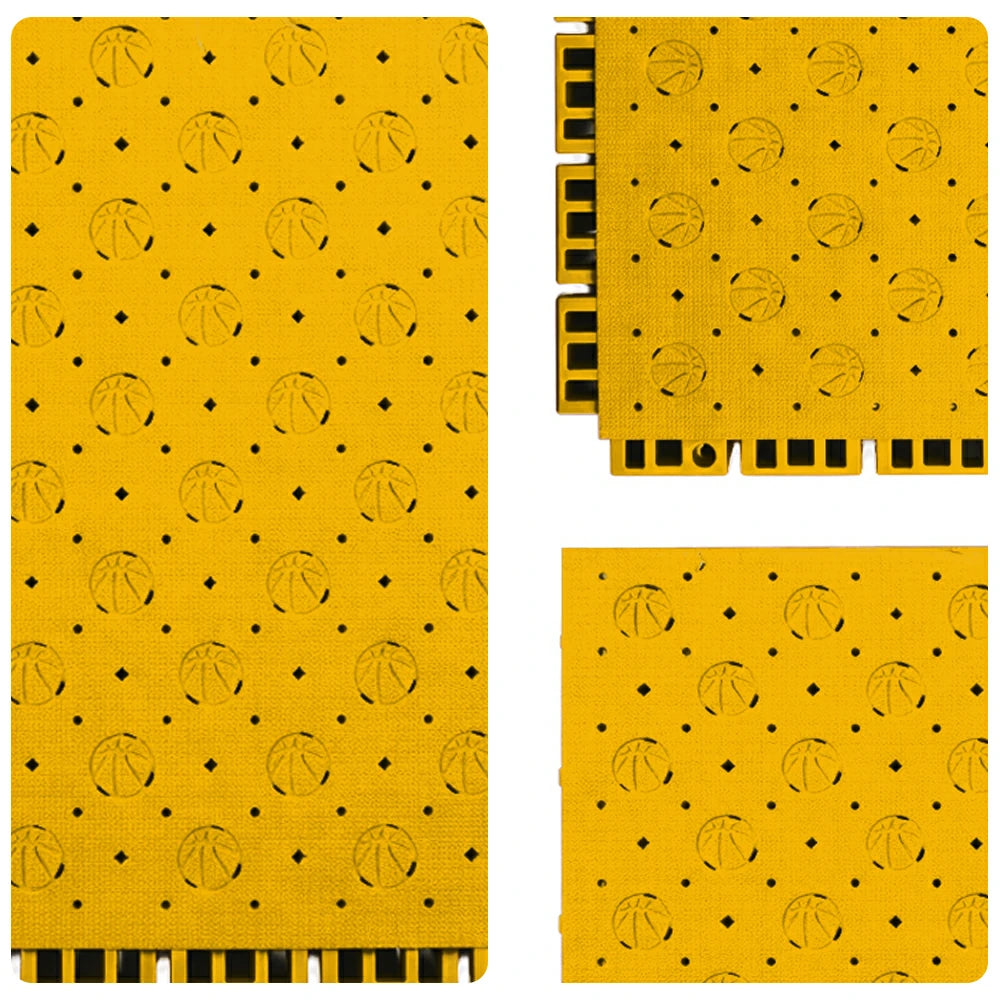 DUNK MASTER Outdoor Sports Flooring Tiles Interlocking Anti-Slip Court Floor 30.48cm Modular Tiles 10/20/30sqm Basketball Court Playground - Yellow