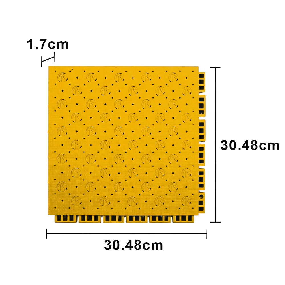 DUNK MASTER Outdoor Sports Flooring Tiles Interlocking Anti-Slip Court Floor 30.48cm Modular Tiles 10/20/30sqm Basketball Court Playground - Yellow