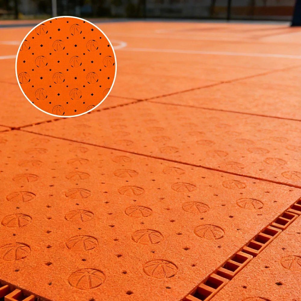 DUNK MASTER Outdoor Sports Flooring Tiles Interlocking Anti-Slip Court Floor 30.48cm Modular Tiles 10/20/30sqm Basketball Court Playground - Orange