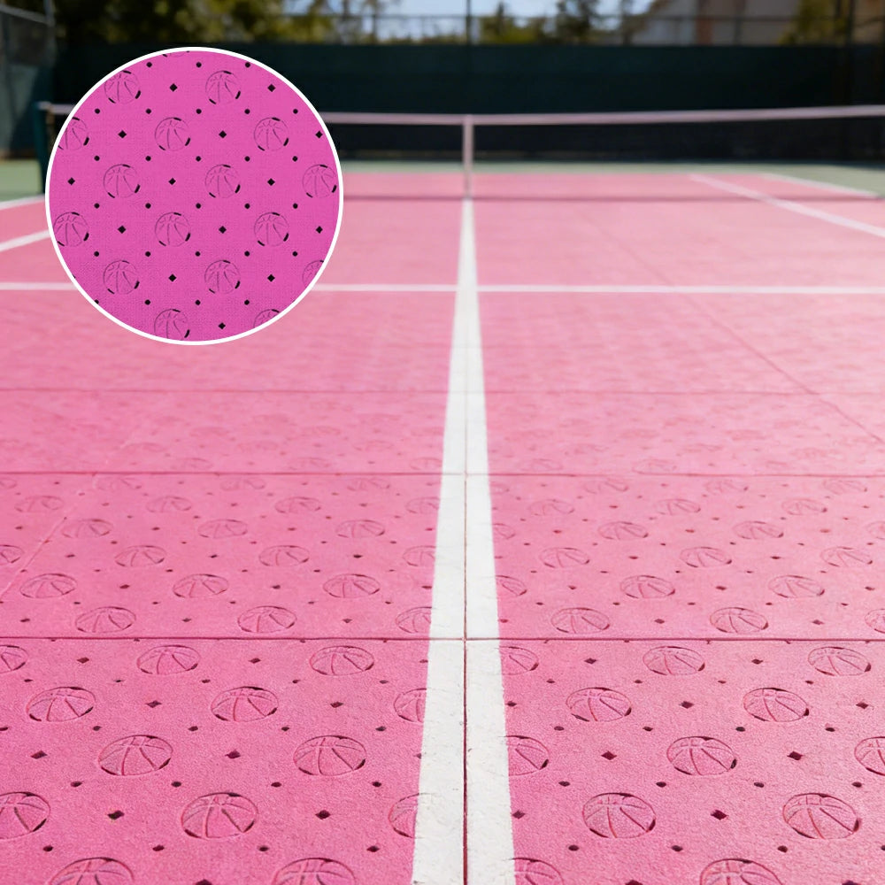 DUNK MASTER Outdoor Sports Flooring Tiles Interlocking Anti-Slip Court Floor 30.48cm Modular Tiles 10/20/30sqm Basketball Court Playground - Pink