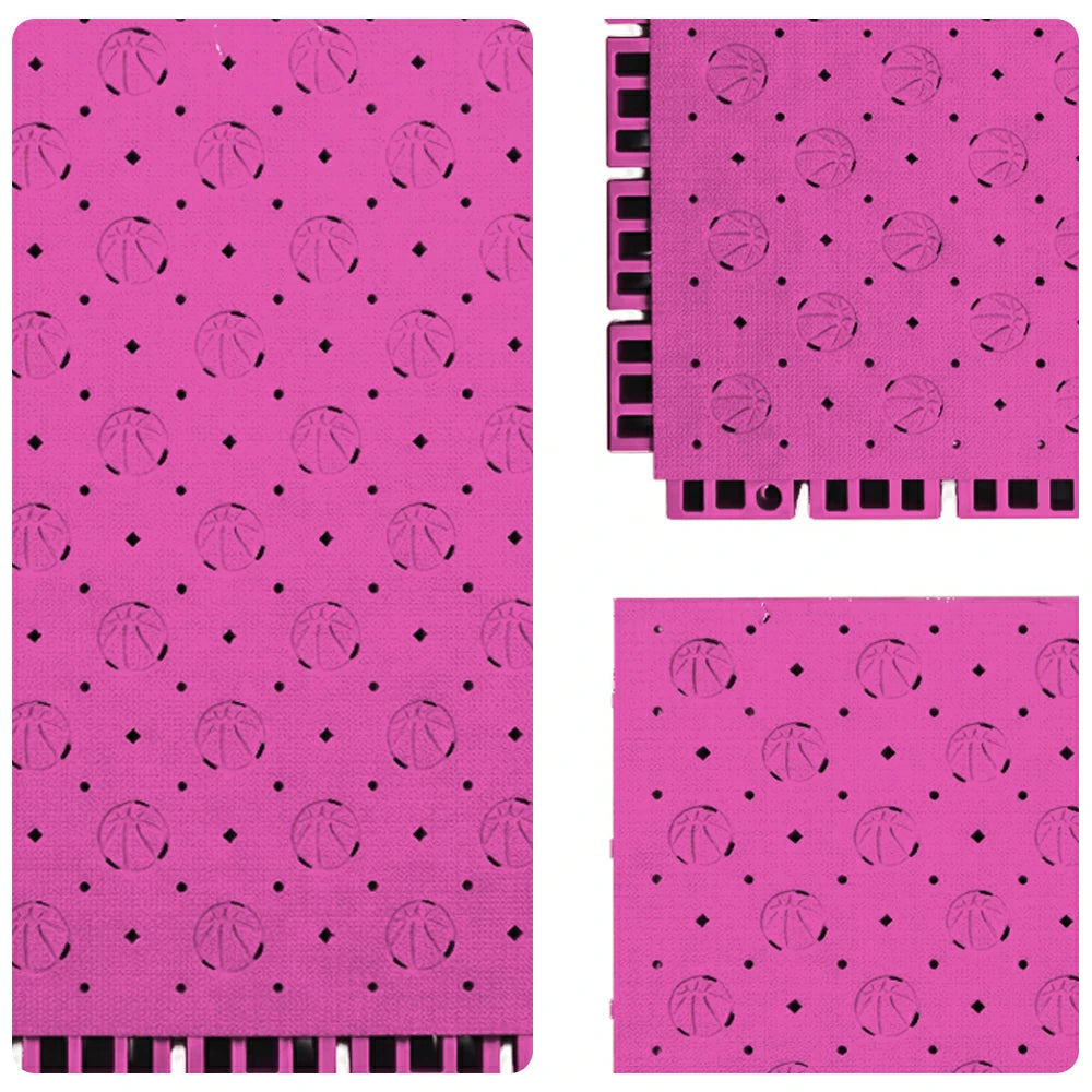 DUNK MASTER Outdoor Sports Flooring Tiles Interlocking Anti-Slip Court Floor 30.48cm Modular Tiles 10/20/30sqm Basketball Court Playground - Pink