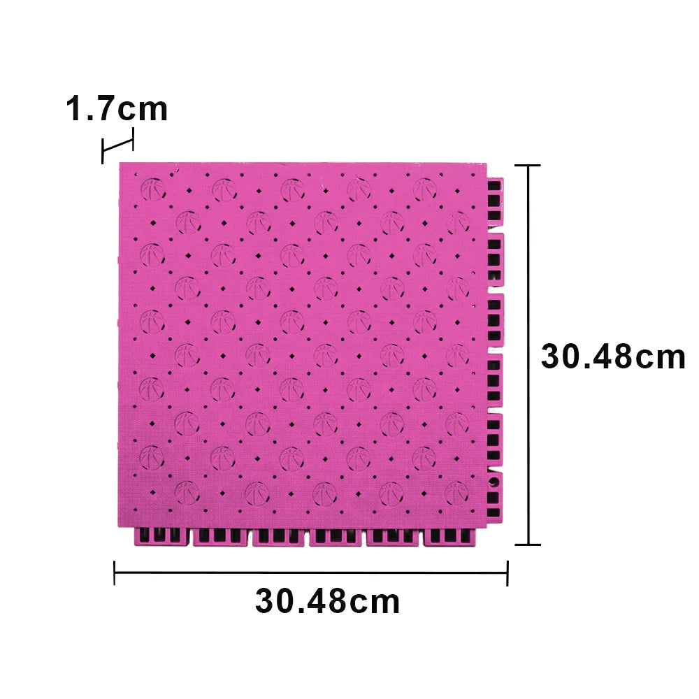 DUNK MASTER Outdoor Sports Flooring Tiles Interlocking Anti-Slip Court Floor 30.48cm Modular Tiles 10/20/30sqm Basketball Court Playground - Pink