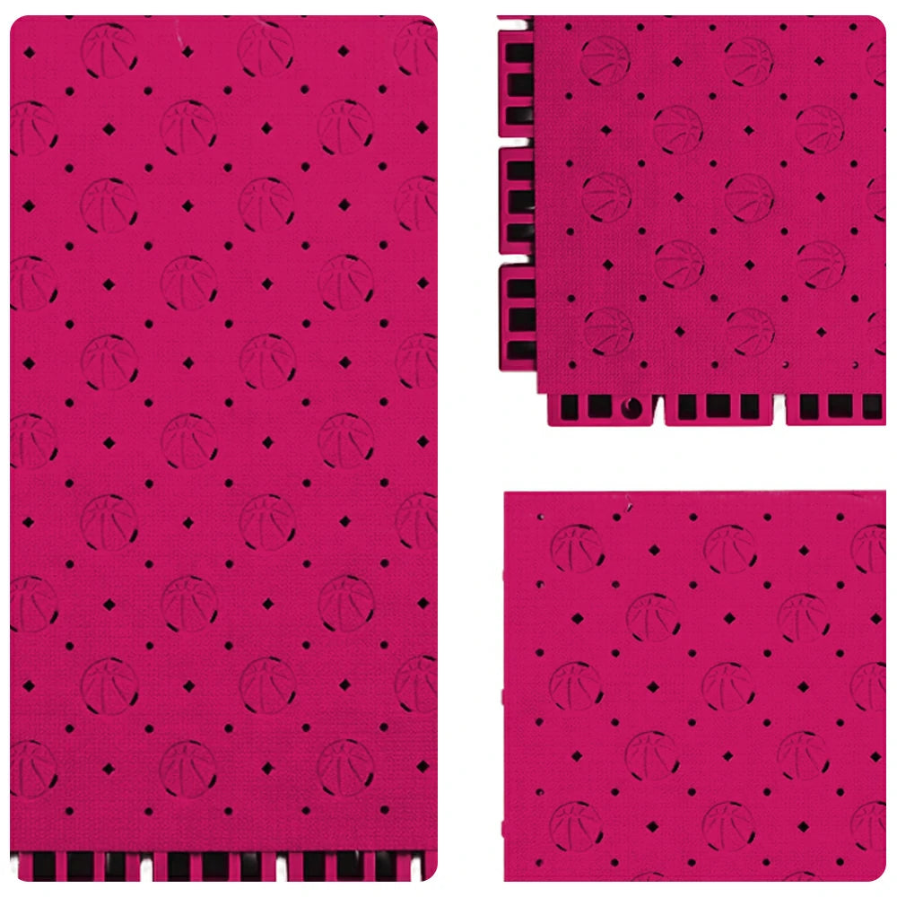 DUNK MASTER Outdoor Sports Flooring Tiles Interlocking Anti-Slip Court Floor 30.48cm Modular Tiles 10/20/30sqm Basketball Court Playground - Rose Red