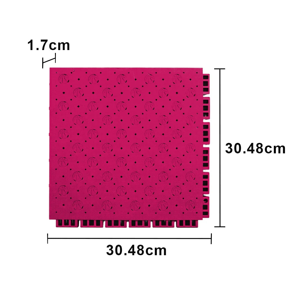 DUNK MASTER Outdoor Sports Flooring Tiles Interlocking Anti-Slip Court Floor 30.48cm Modular Tiles 10/20/30sqm Basketball Court Playground - Rose Red