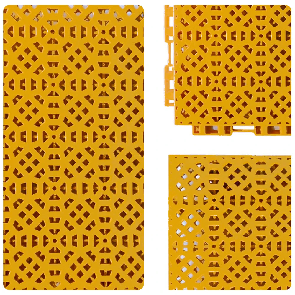 DUNK MASTER Interlocking Sports Floor Tiles - Anti-Slip Grid Pattern Court Flooring 25cm Modular Tiles for Basketball Courts 10/20/30 Square Meters - Yellow
