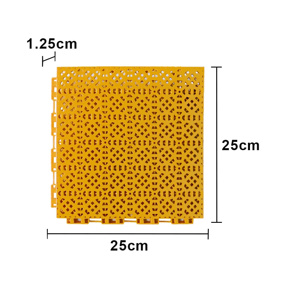 DUNK MASTER Interlocking Sports Floor Tiles - Anti-Slip Grid Pattern Court Flooring 25cm Modular Tiles for Basketball Courts 10/20/30 Square Meters - Yellow