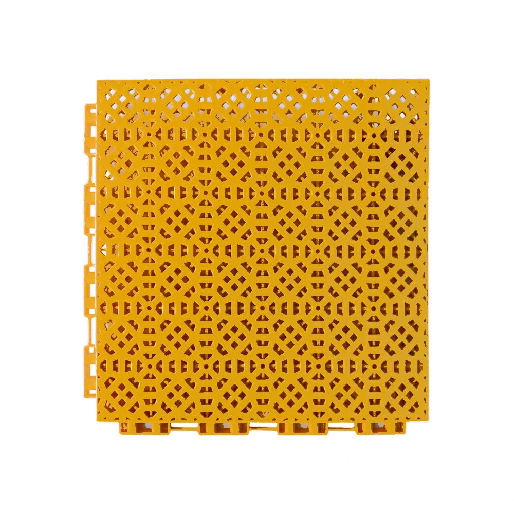 DUNK MASTER Interlocking Sports Floor Tiles - Anti-Slip Grid Pattern Court Flooring 25cm Modular Tiles for Basketball Courts 10/20/30 Square Meters - Yellow