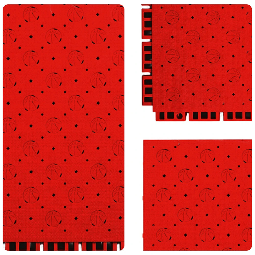 DUNK MASTER Outdoor Sports Flooring Tiles Interlocking Anti-Slip Court Floor 30.48cm Modular Tiles 10/20/30sqm Basketball Court Playground - Red