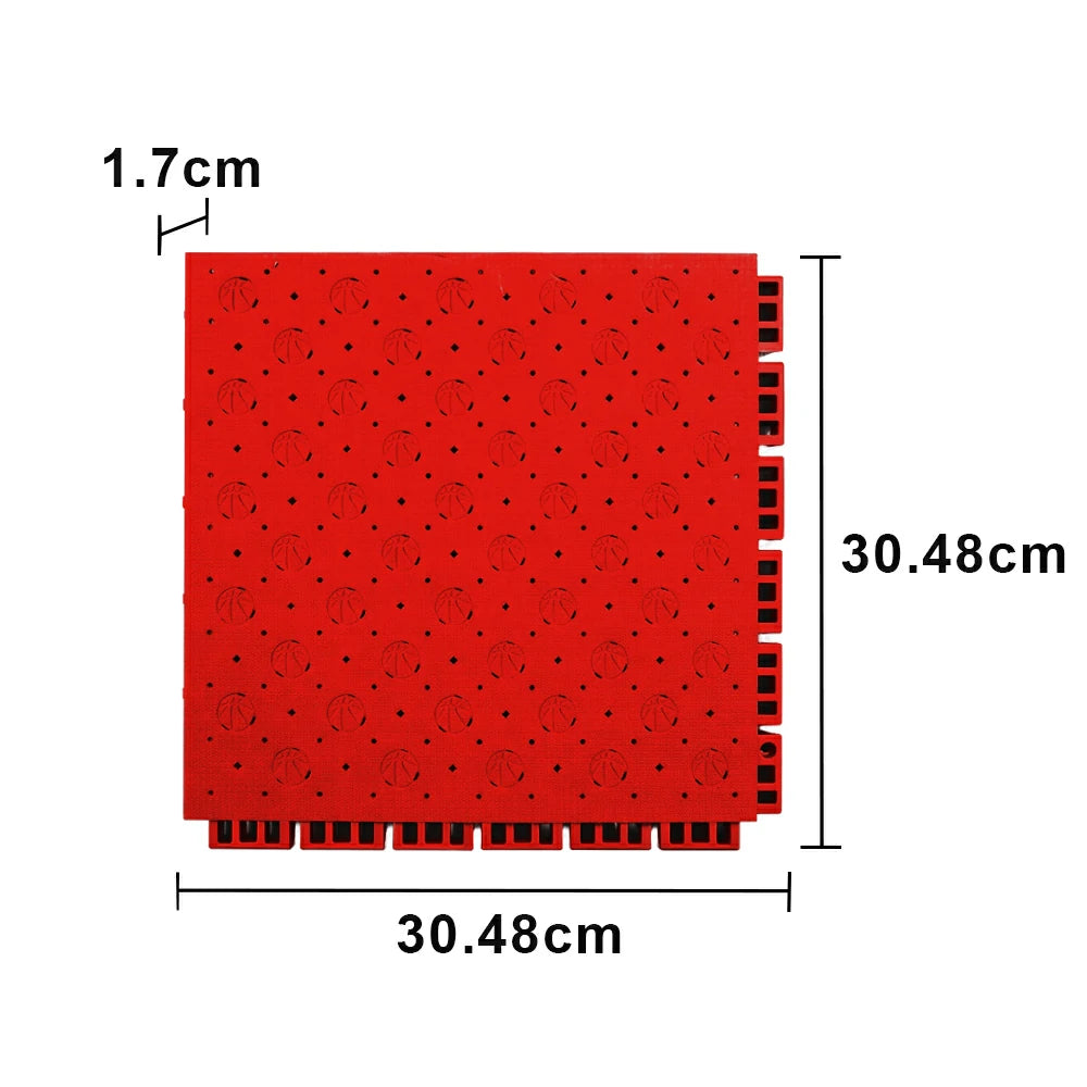 DUNK MASTER Outdoor Sports Flooring Tiles Interlocking Anti-Slip Court Floor 30.48cm Modular Tiles 10/20/30sqm Basketball Court Playground - Red