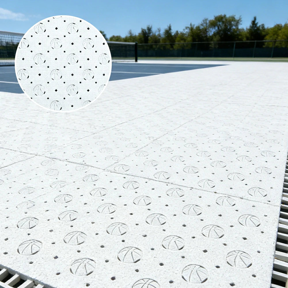 DUNK MASTER Outdoor Sports Flooring Tiles Interlocking Anti-Slip Court Floor 30.48cm Modular Tiles 10/20/30sqm Basketball Court Playground - White