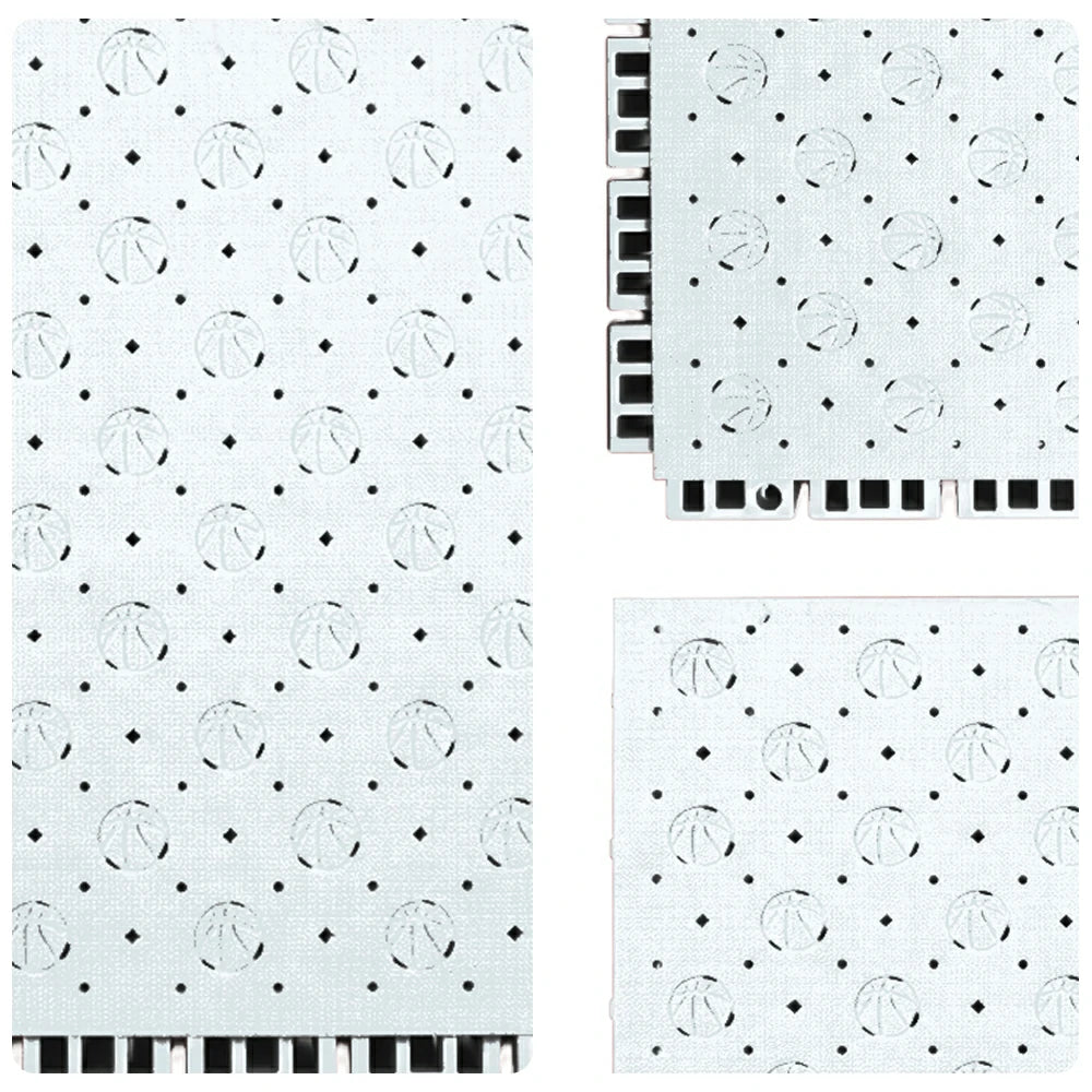 DUNK MASTER Outdoor Sports Flooring Tiles Interlocking Anti-Slip Court Floor 30.48cm Modular Tiles 10/20/30sqm Basketball Court Playground - White