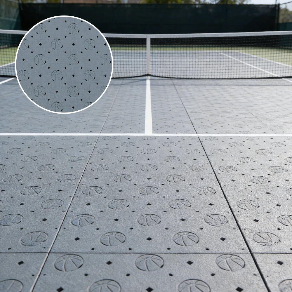 DUNK MASTER Outdoor Sports Flooring Tiles Interlocking Anti-Slip Court Floor 30.48cm Modular Tiles 10/20/30sqm Basketball Court Playground - Light Grey