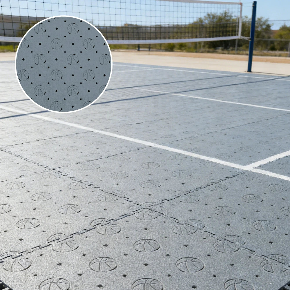 DUNK MASTER Outdoor Sports Flooring Tiles Interlocking Anti-Slip Court Floor 30.48cm Modular Tiles 10/20/30sqm Basketball Court Playground - Light Grey