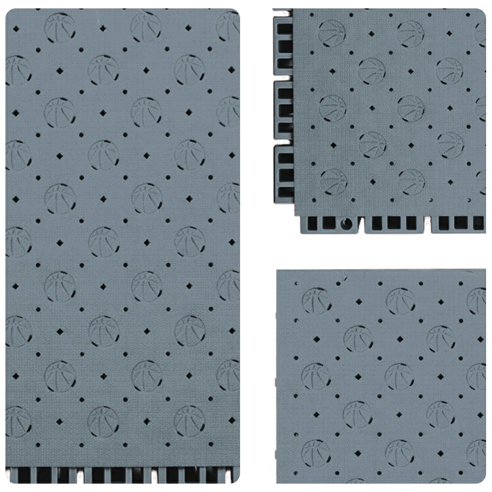 DUNK MASTER Outdoor Sports Flooring Tiles Interlocking Anti-Slip Court Floor 30.48cm Modular Tiles 10/20/30sqm Basketball Court Playground - Light Grey