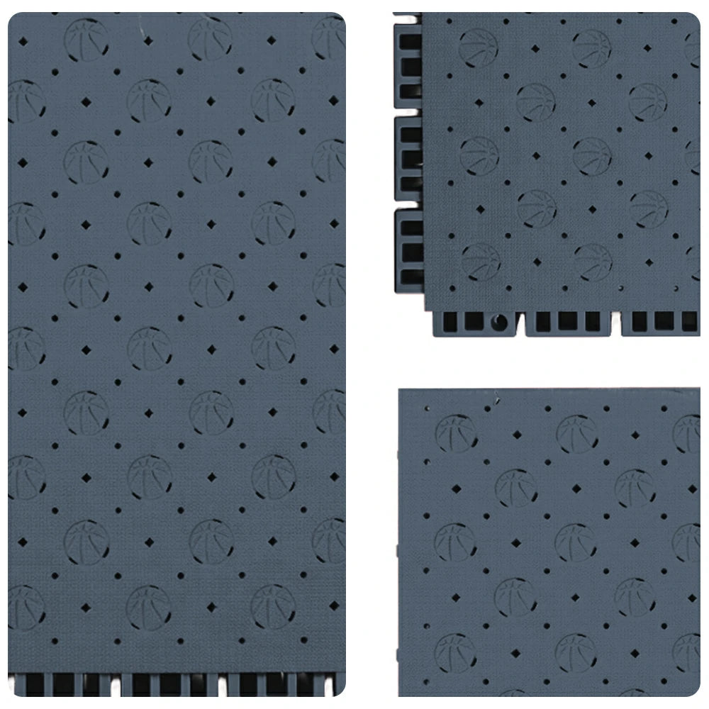DUNK MASTER Outdoor Sports Flooring Tiles Interlocking Anti-Slip Court Floor 30.48cm Modular Tiles 10/20/30sqm Basketball Court Playground - Dark Grey