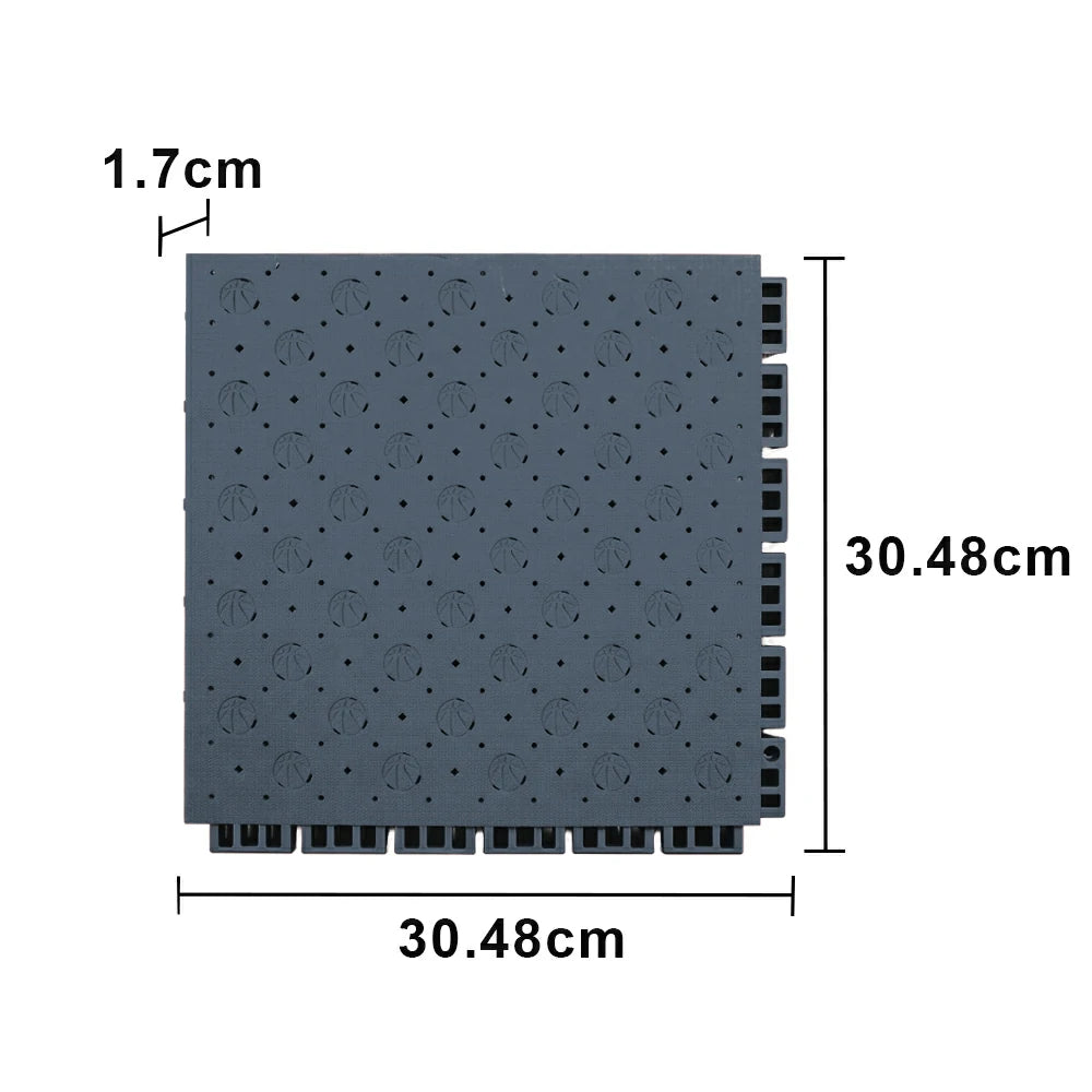 DUNK MASTER Outdoor Sports Flooring Tiles Interlocking Anti-Slip Court Floor 30.48cm Modular Tiles 10/20/30sqm Basketball Court Playground - Dark Grey